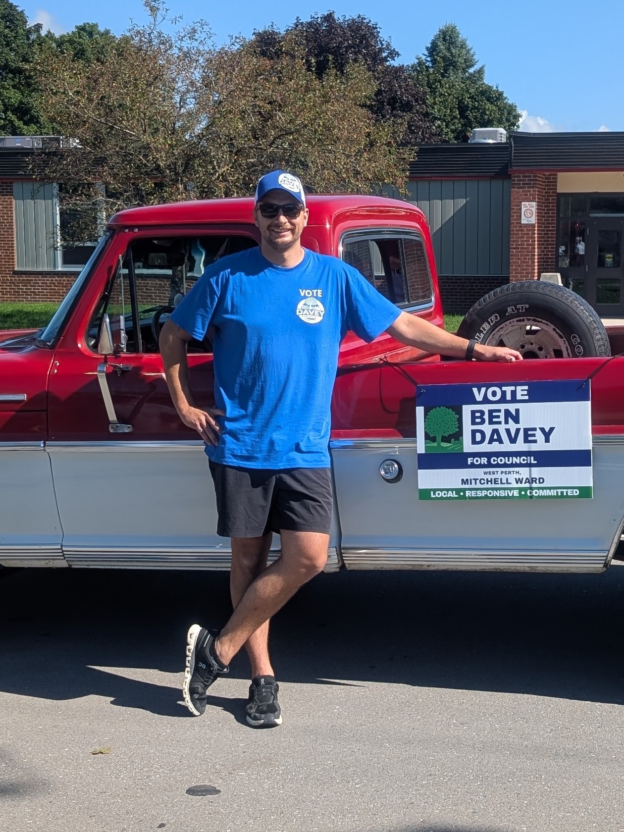 Ben Davey at a community parade in Mitchell